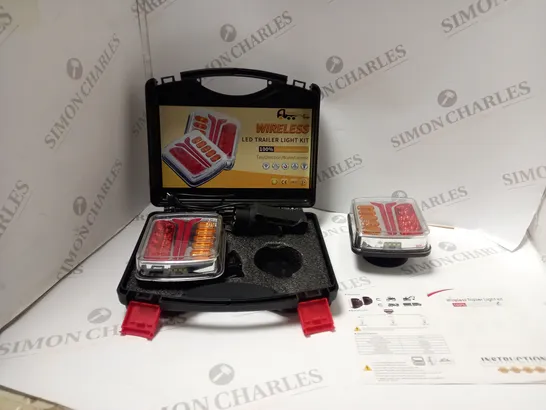 BOXED WIRELESS TRAILER LIGHT KIT, WITH CARRY  CASE, POWER ADAPTOR AND INSTRUCTIONS