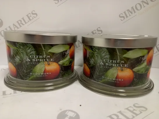 2 CITRUS & SPRUCE HOMEWORX SCENTED CANDLES