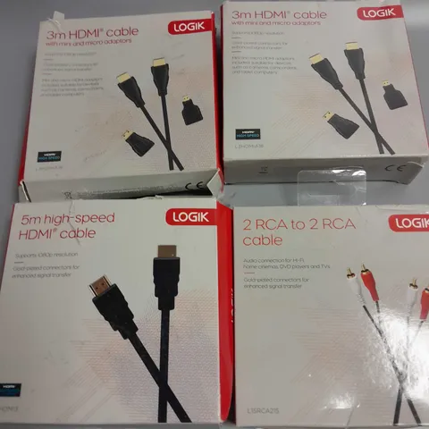 LOT OF 4 LOGIK TECH ITEMS TO INCLUDE HDMI CABLES AND RCA TO RCA CABLE