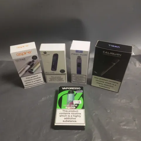 APPROXIMATELY 20 BOXED E-CIGARETTES TO INCLUDE UWELL, VAPORESSO, ASPIRE ETC