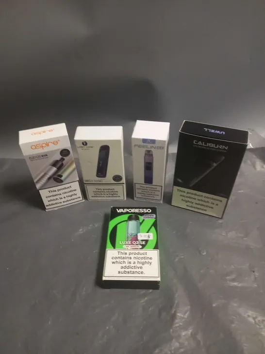 APPROXIMATELY 20 BOXED E-CIGARETTES TO INCLUDE UWELL, VAPORESSO, ASPIRE ETC