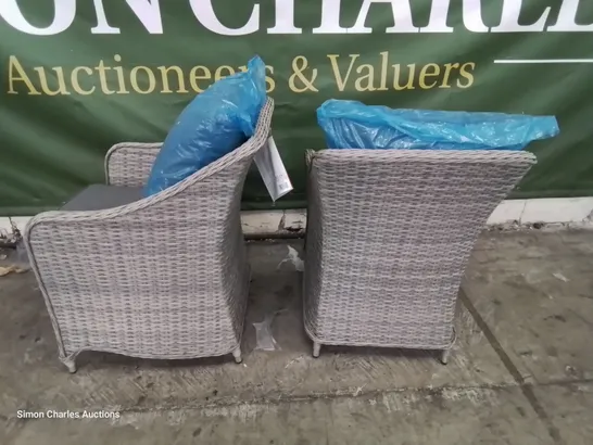 PAIR OF HAMILTON RATTAN GARDEN ARMCHAIRS WITH CUSHIONS