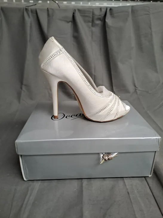 BOXED LOT OF 13 PAIRS OF LADIES OCCASIONS BY CASANDRA HIGH HEELED SHOES. VARIOUS SIZES