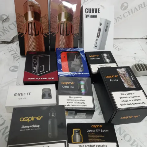 BOX OF APPROXIMATELY 10 ASSORTED E-CIG PRODUCTS TO INCLUDE ASPIRE, OXVA, VAPORESSO ETC