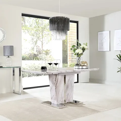 BOXED VIENNA GREY MARBLE 120-160cm EXTENDING DINING TABLE (3 of 3 BOXES)