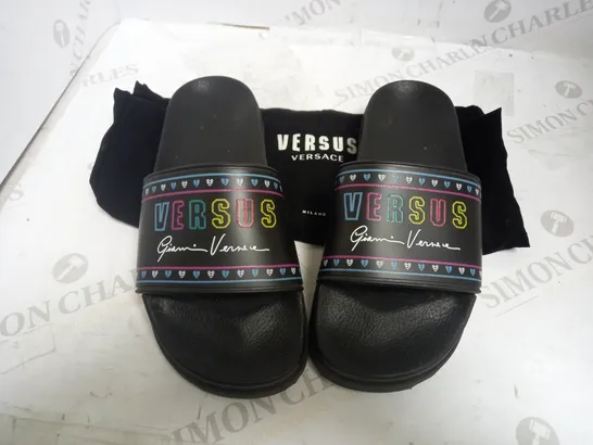 VERSACE COLOURED HEARTS SLIDERS EU 39 WITH BAG