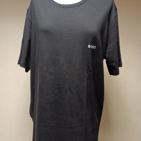 BOSS EMBROIDED LOGO CREW NECK T-SHIRT IN BLACK - XL