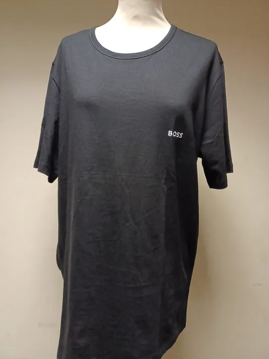 BOSS EMBROIDED LOGO CREW NECK T-SHIRT IN BLACK - XL