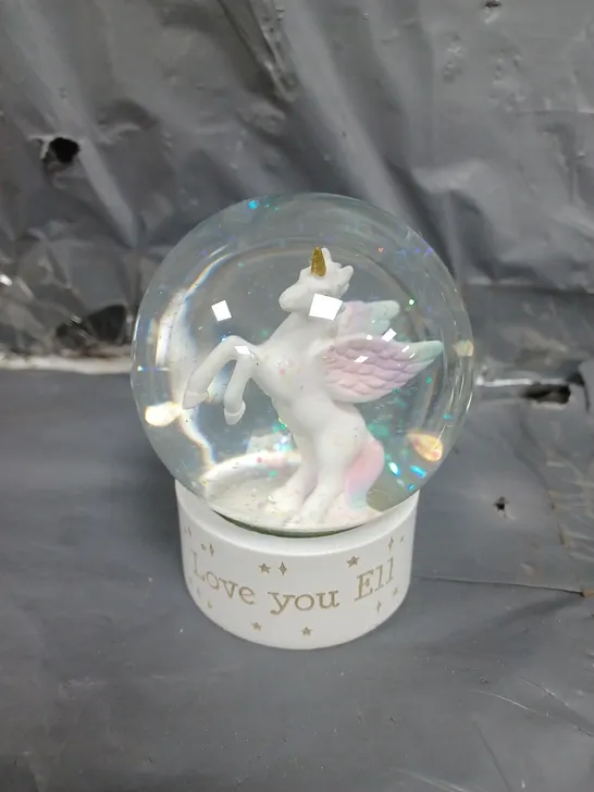 PERSONALISED UNICORN SNOW GLOBE - ' RRP £16.99