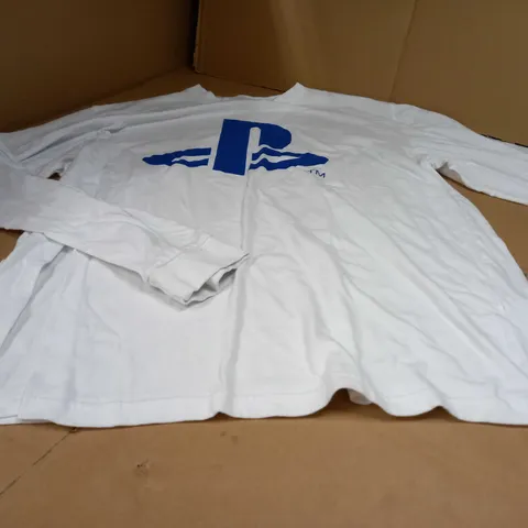 PLAYSTATION WHITE/BLUE DETAILED LOGO LONG SLEEVED TOP - XL