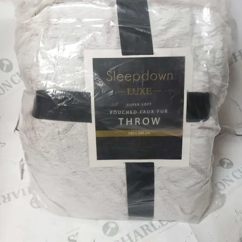 TWO BRAND NEW SLEEPDOWN LUXE SUPERSOFT ROUCHED FAUX FUR THROW 150 X 200CM