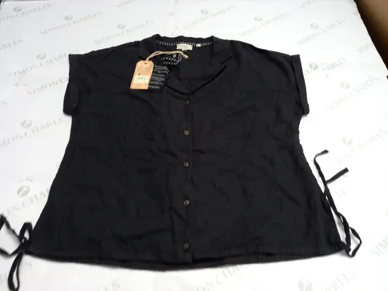 FAT FACE LINEN BLEND BLACK SHIRT - UK 12