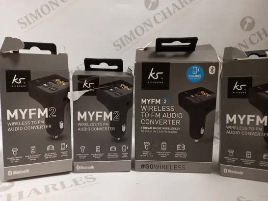 BOX OF APPROX 30 KITSOUNDS MYFM2 WIRELESS TO FM AUDIO CONVERTERS