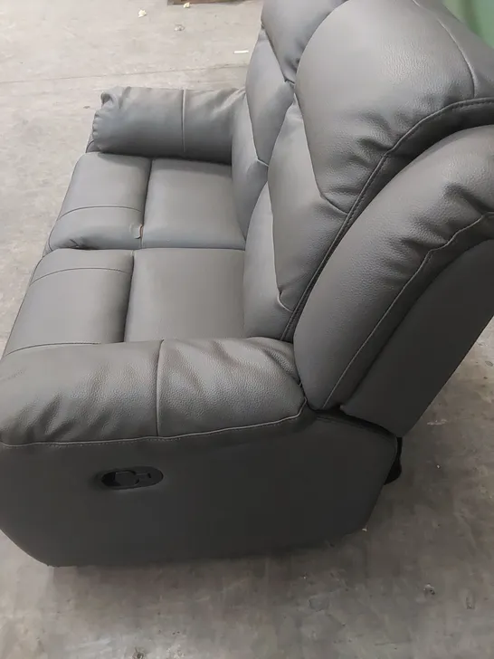 DESIGNER 2 SEATER LEATHER UPHOLSTERED MANUAL RECLINER SOFA