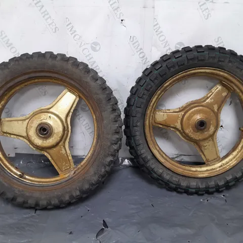 MOTORCYCLE WHEELS IN GOLD COLOUR - MODEL UNSPECIFIED