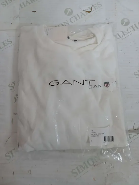 SEALED GANT REGULAR PRINTED GRAPHIC CREW NECK IN WHITE - LARGE