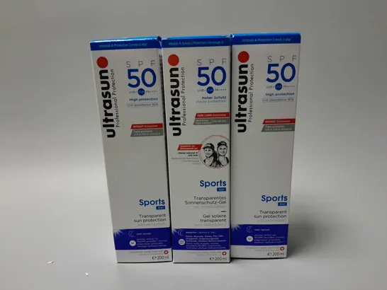 3 BOXED ULTRASUN SPF50 UVA SPORTS GEL (3 x 200ml)