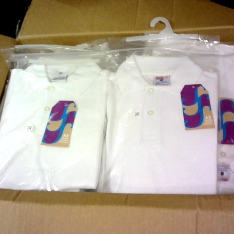 LOT 0F APPROXIMATELY 80 WHITE BOYS POLO SHIRTS IN VARIOUS SIZES