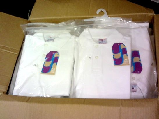 LOT 0F APPROXIMATELY 80 WHITE BOYS POLO SHIRTS IN VARIOUS SIZES