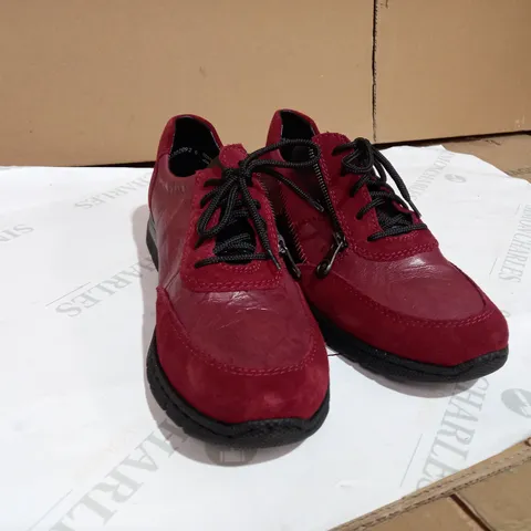 RIEKER RED LEATHER TRAINERS SIZE 7.5