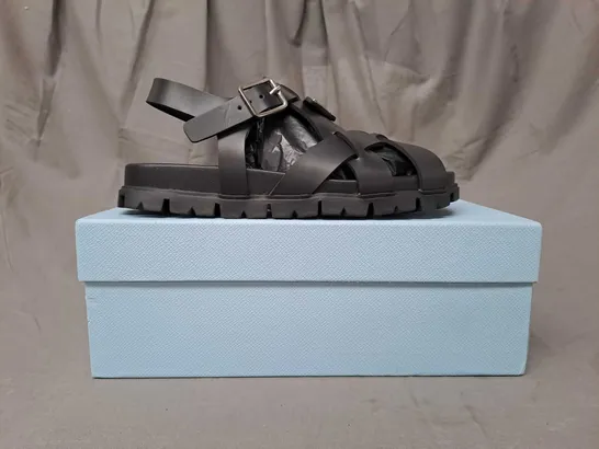 BOXED PAIR OF PRADA SANDALS IN BLACK EU SIZE 39