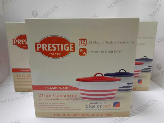 BRAND NEW PRESTIGE ENAMELWARE 21CM CASSEROLE PAN - RED STRIPE 