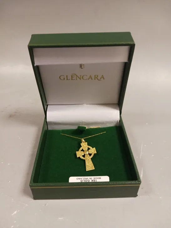 GLENCARA GOLD CELTIC CROSS NECKLACE 