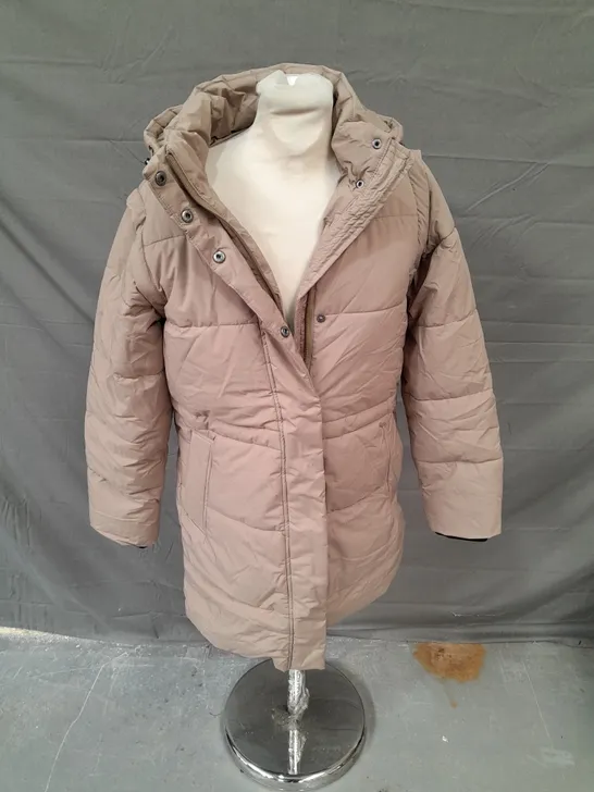 CENTIGRADE PADDED COAT WITH DETACHABLE SLEEVES- TAUPE SMALL