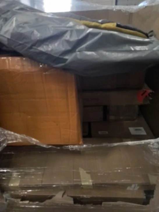 PALLET OF UNPROCESSED ITEMS TO INCLUDE FOLDING BOXES, ADJUST BED RAIL, AND LAVIEVERT WHITEBOARD