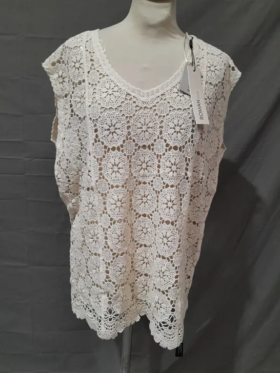 ROMAN COTTON CROCHET VEST IN NATURAL - 10