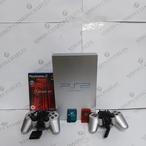 SONY PLAYSTATION 2 WITH 2 CONTROLLERS & RESIDENT EVIL 