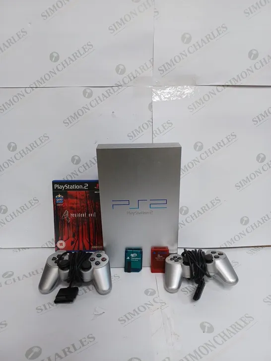 SONY PLAYSTATION 2 WITH 2 CONTROLLERS & RESIDENT EVIL 