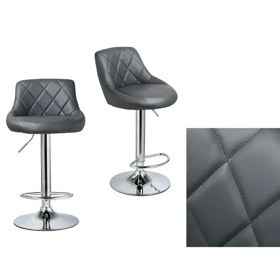 BOXED SIEVERS HEIGHT ADJUSTABLE SWIVEL BAR STOOL CHARCOAL GREY LEATHER