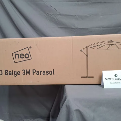 BOXED NEO LED 3M PARASOL IN BEIGE