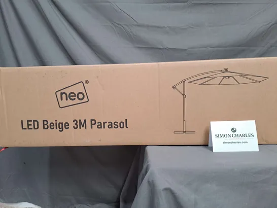 BOXED NEO LED 3M PARASOL IN BEIGE