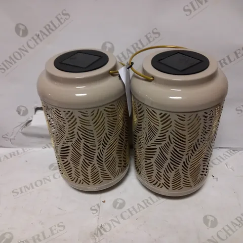 SET OF 2 DECORATIVE SOLAR LANTERNS IN BROWN/GREY