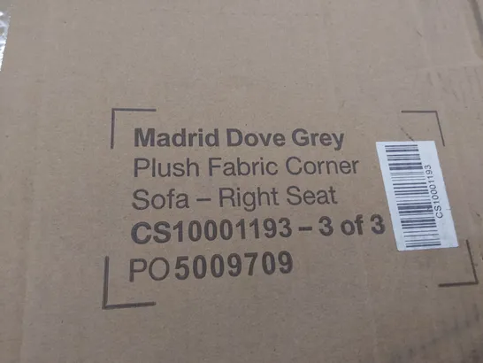 BOXED DESIGNER MADRID RH TWO SEATER SECTION DOVE GREY PLUSH FABRIC 