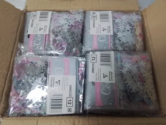 TWO BOXES OF 144 BRAND NEW 14G PACKS OF UNICORN FOIL CONFETTI 