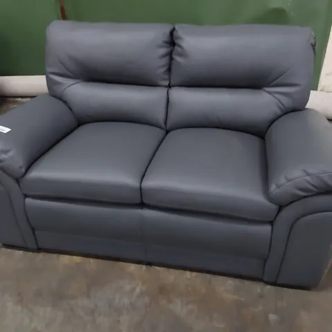 DESIGNER TWO SEATER SOFA CHARCOAL LEATHER 