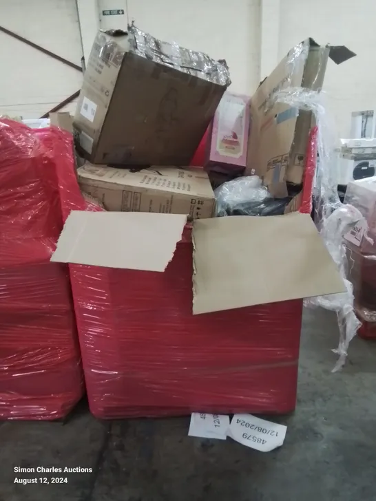 PALLET OF ASSORTED ITEMS TO INCLUDE, MASSAGE/BEAUTY TABLE/BED, KIDS BABY CRIP, OFFICE CHAIR ETC.