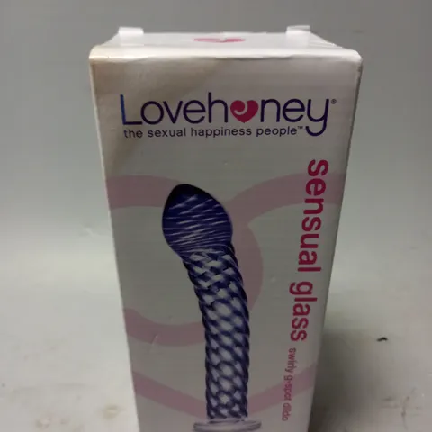 BOXED AND SEALED LOVEHONEY SENSUAL GLASS SWIRLY G-SPOT DILDO