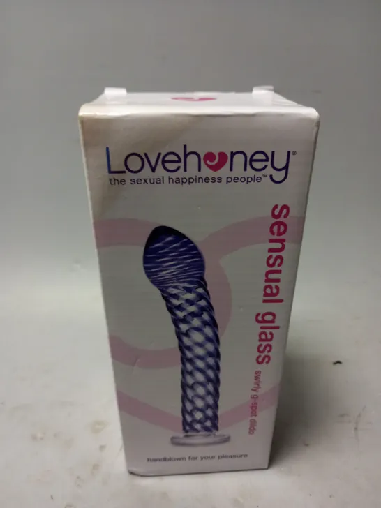 BOXED AND SEALED LOVEHONEY SENSUAL GLASS SWIRLY G-SPOT DILDO