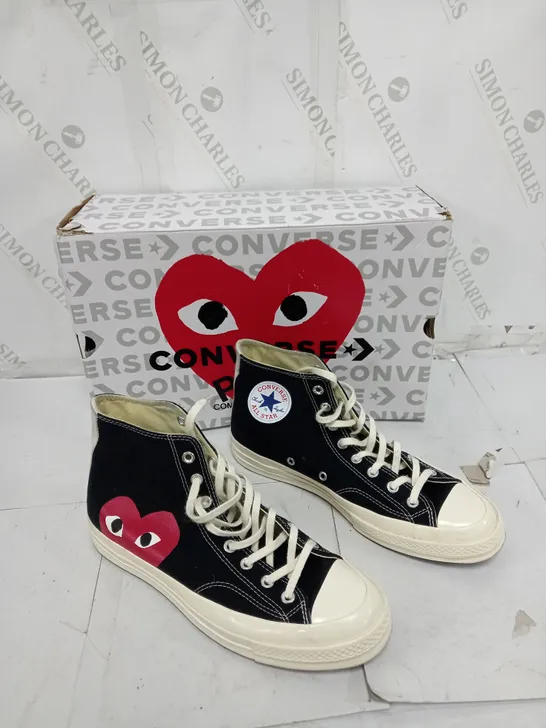 BOXED PAIR OF CONVERSE X COMME DES GARCONS CHUCK 70S CDG HI SIZE UK 10 