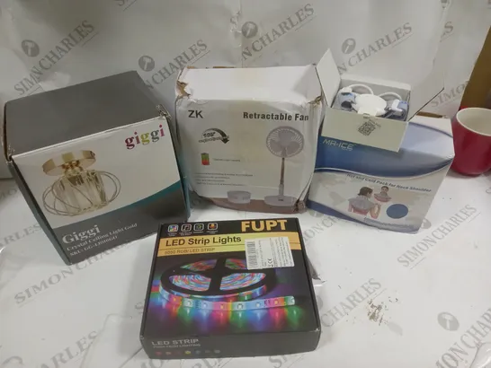 BOX OF APPROXIMATELY 5 ASSORTED ITEMS TO INCLUDE LED STRIPS, RETRACTABLE FAN, CEILING LIGHT ETC