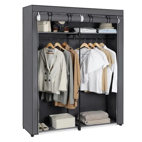 BOXED LUIGI 174CM PORTABLE WARDROBE - GREY 