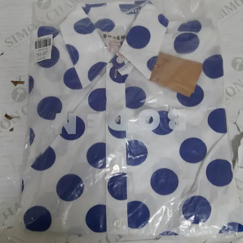 BODEN BLUE POLKA DOT BLOUSE - UK 10R