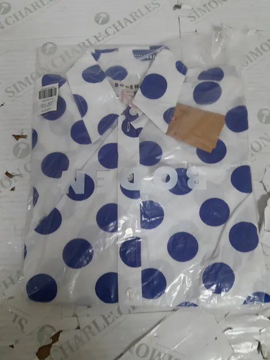 BODEN BLUE POLKA DOT BLOUSE - UK 10R