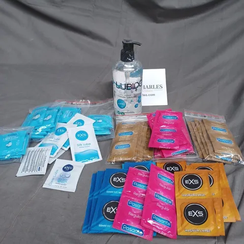 LARGE QUANTITY OF CONDOMS AND LUBRICANT SACHETS ASSORTED SIZES