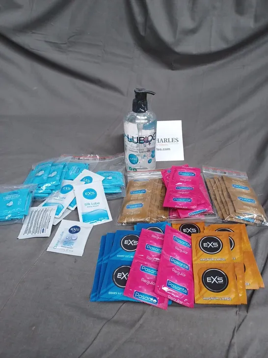 LARGE QUANTITY OF CONDOMS AND LUBRICANT SACHETS ASSORTED SIZES