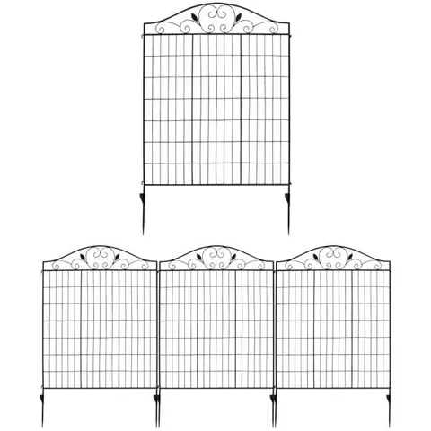 BOXED COSTWAY 4 PANELS STEEL DECORATIVE GARDEN FENCE FOLDING WIRE PATIO FENCES